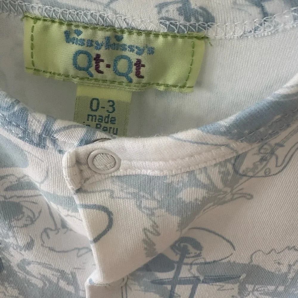 Kissy Kissy White One-Piece with Light Blue Music Print